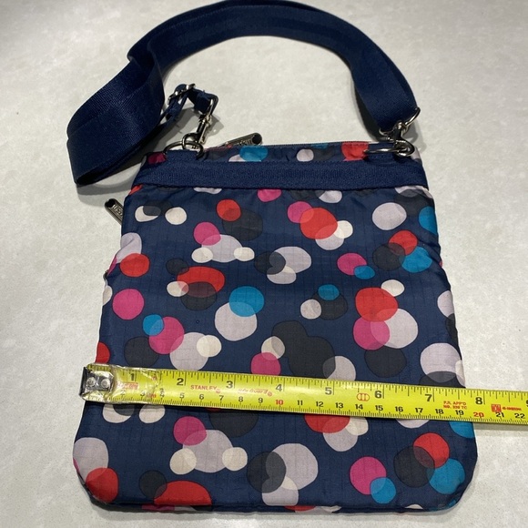 LeSportsac Crossbody Bag 3 Zip Navy Blue Polka Dot ⭐️⭐️⭐️⭐️ - Picture 8 of 15